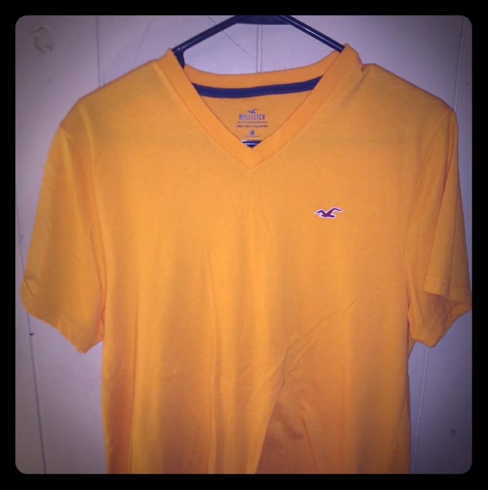 Hollister yellow v-neck t-shirt